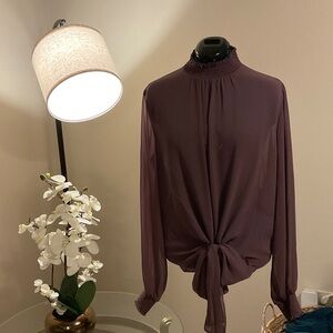Express Plum Tie-Front Blouse